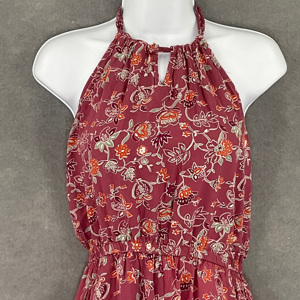 Angie‎ Floral Halter Romper Sz M Maroon Orange Paisley Print Beach Festival - Picture 4 of 14